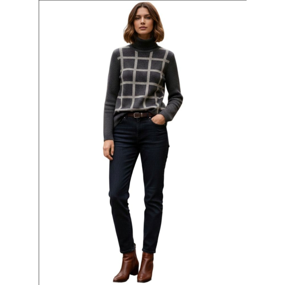 Women's C by Bloomingdale's Gray Charcoal Cashmere Turtleneck Sweater M - Picture 2 of 7